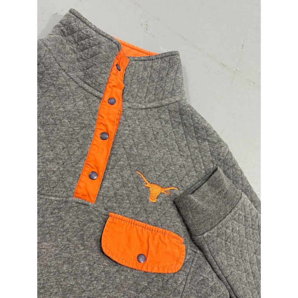 Pressbox Texas Longhorns Quilted Pullover Sweatshirt Grey Orange Small NCAA